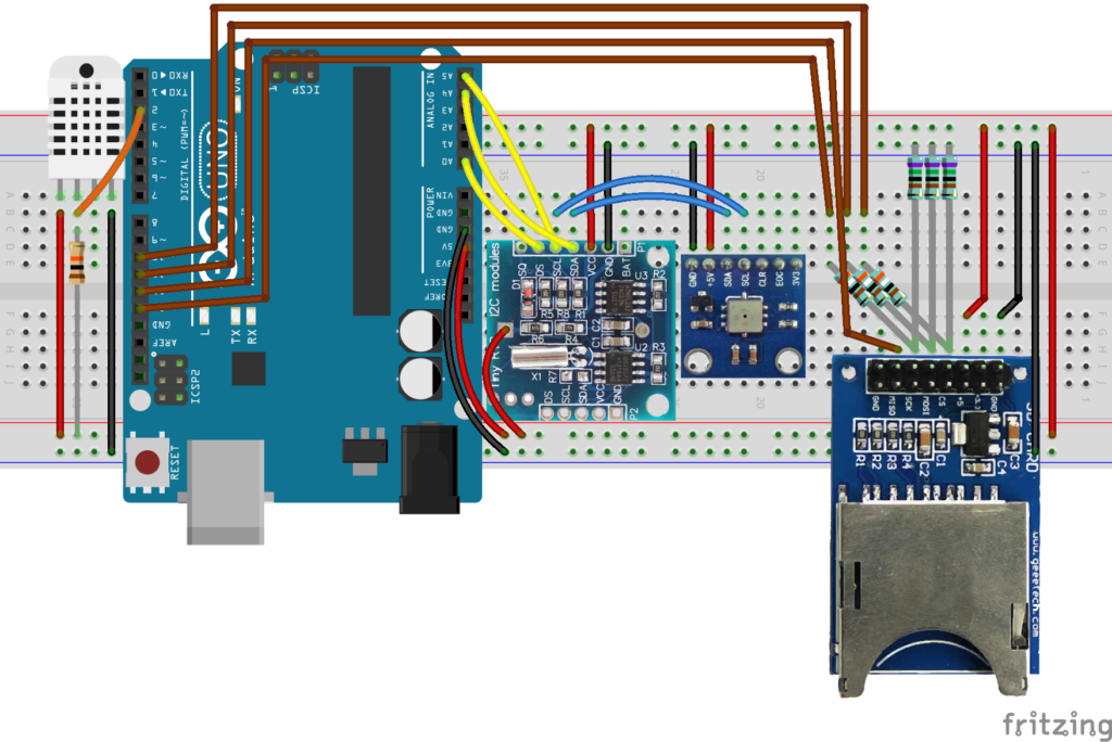 Weather station powered with Arduino Circuit Diagram